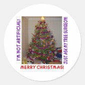 Een echte kerstboom ronde sticker (Voorkant)