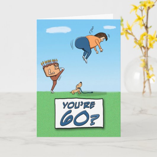 Een echte Kick in de 60ste verjaardag Kaart (Gele Bloem)