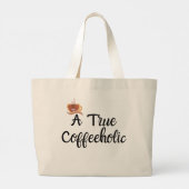 Een echte koffieverslaafde  grote tote bag (Achterkant)