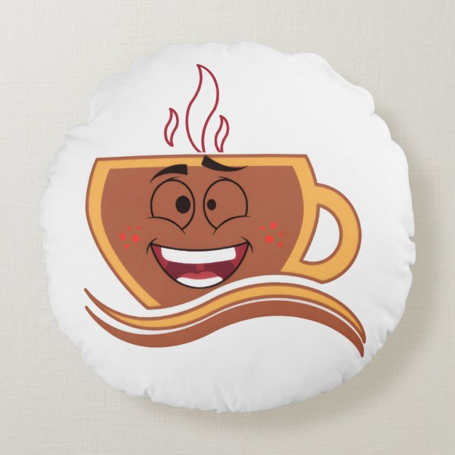 Een echte koffieverslaafde  rond kussen (Voorkant)