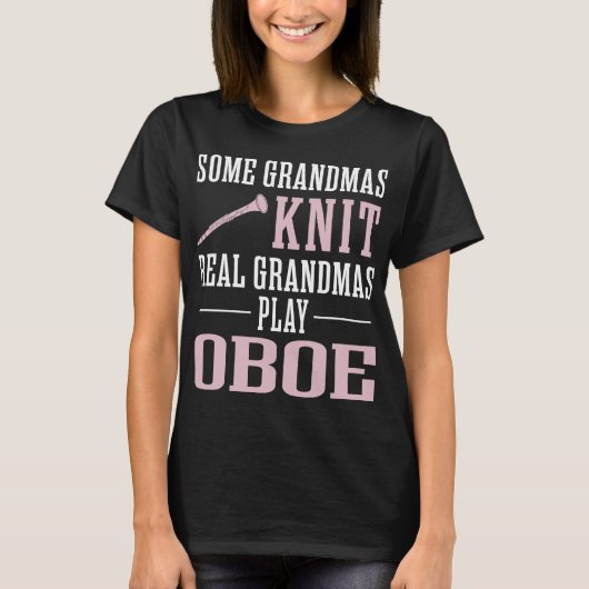 Een echte oma Knit Real Grandmas Play Oboe Tshirt (Voorkant)