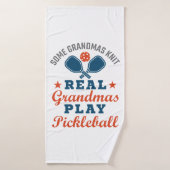 Een echte oma Knit Real Grandmas Play Pickleball Badhanddoek (Badhanddoek)