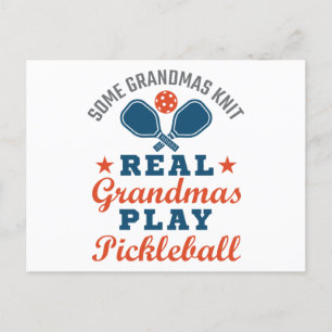 Een echte oma Knit Real Grandmas Play Pickleball Briefkaart