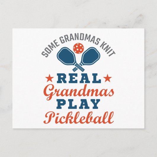 Een echte oma Knit Real Grandmas Play Pickleball Briefkaart (Voorkant)