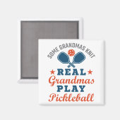 Een echte oma Knit Real Grandmas Play Pickleball Magneet (Voorkant / Achterkant)