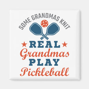 Een echte oma Knit Real Grandmas Play Pickleball Magneet