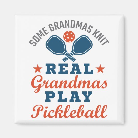 Een echte oma Knit Real Grandmas Play Pickleball Magneet (Voorkant)