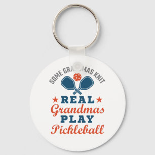 Een echte oma Knit Real Grandmas Play Pickleball Sleutelhanger