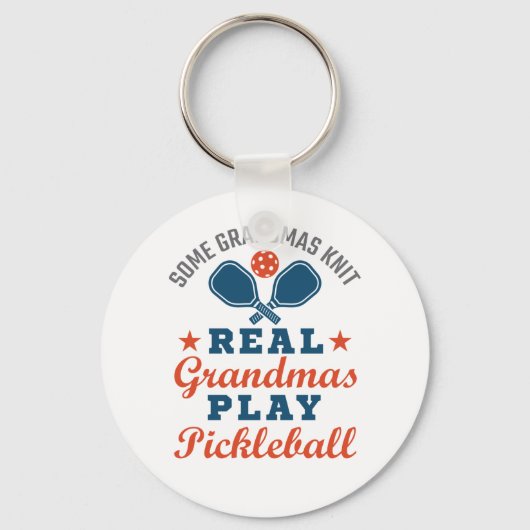 Een echte oma Knit Real Grandmas Play Pickleball Sleutelhanger (Voorkant)