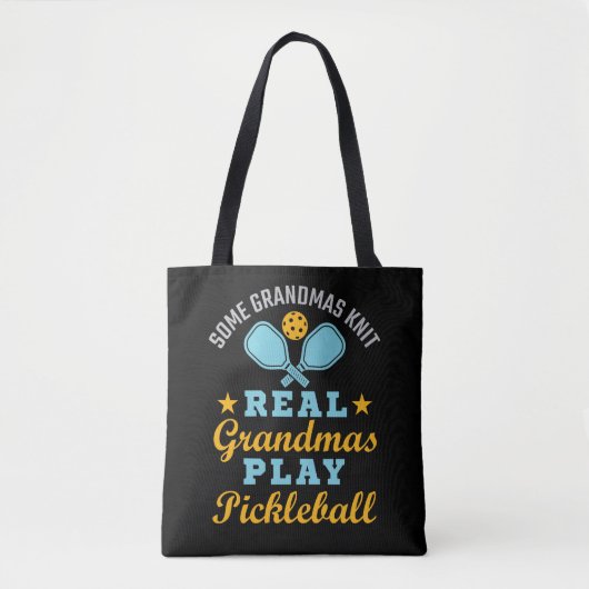 Een echte oma Knit Real Grandmas Play Pickleball Tote Bag (Voorkant)