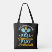 Een echte oma Knit Real Grandmas Play Pickleball Tote Bag (Achterkant)