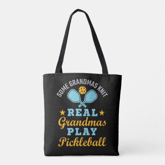 Een echte oma Knit Real Grandmas Play Pickleball Tote Bag (Achterkant)