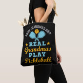 Een echte oma Knit Real Grandmas Play Pickleball Tote Bag (Dichtbij)