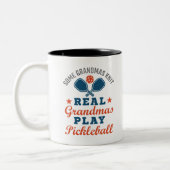 Een echte oma Knit Real Grandmas Play Pickleball Tweekleurige Koffiemok (Links)