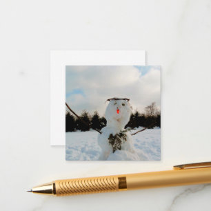Een echte sneeuwman & een winter landschapsfoto informatiekaartje