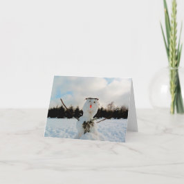 Een echte Sneeuwman & een winterlandschap foto fes Kaart