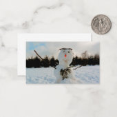 Een echte Sneeuwman & een winterlandschap foto  Notitiekaartje (Voorkant / Achterkant in situ)