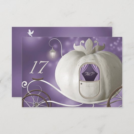 Een Echte Sprookjeshuwelijk Tafelkaart Paars Kaart (Voorkant / Achterkant)