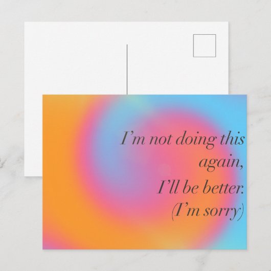 Een echte verontschuldiging briefkaart (Voorkant / Achterkant)