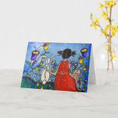 Een echte vriend meisje en konijntje Kaart (Gele Bloem)