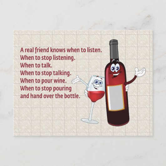"EEN ECHTE VRIEND WEET WANNEER TE LUISTEREN" BRIEFKAART (Voorkant)