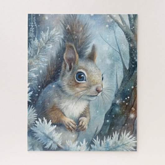 Een eekhoorn in de winter legpuzzel (Verticaal)