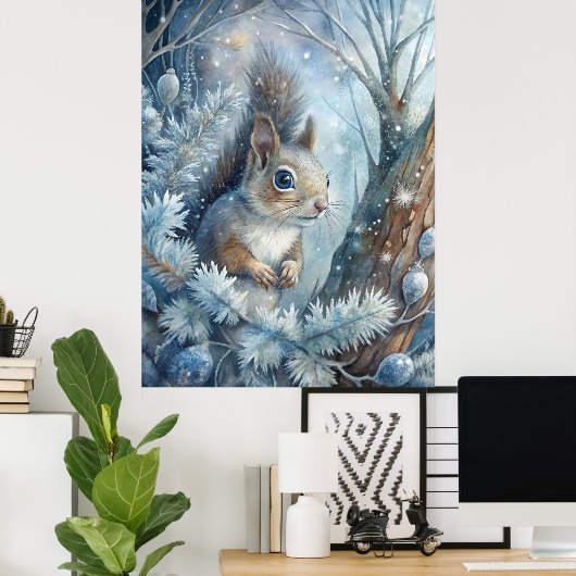 Een eekhoorn in de winter poster (Thuiskantoor)