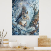 Een eekhoorn in de winter poster (Keuken)