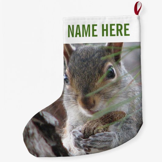 Een eekhoorn met pinda Woodland Holiday Fun Grote Kerstsok (Achterkant)
