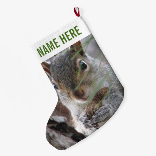 Een eekhoorn met pinda Woodland Holiday Fun Grote Kerstsok (Achterkant (Hangend))