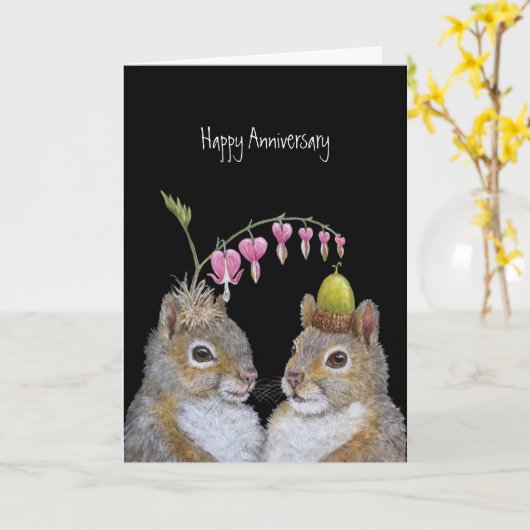 Een eekhoorn-verjaardagskaart kaart (Gele Bloem)