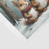 Een eekhoornfamilie in kersttijd tissuepapier (Detail)