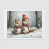 Een eekhoornfamilie in kersttijd tissuepapier (Voorkant)