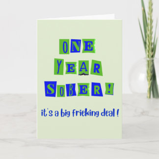 Een 'Een Jaar Nuchter' kaart met envelop 5x7"