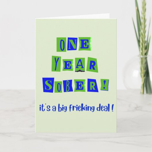 Een 'Een Jaar Nuchter' kaart met envelop 5x7" (Voorkant)