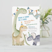 Eén een saurus Schattige Boy 1st Birthday Dinosaur Kaart (Staand voorkant)
