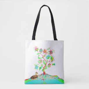 Een eend en een boom des levens tote bag