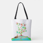 Een eend en een boom des levens tote bag (Achterkant)