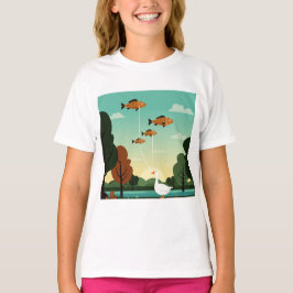 Een eend en vier vissen t-shirt