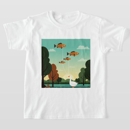 Een eend en vier vissen t-shirt (Laagn)