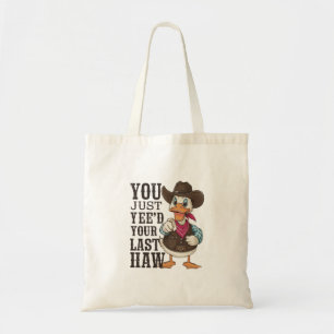 Een eend verkleed als cowboy tote bag