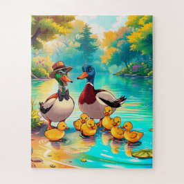 Een eendenfamilie uitje voor kinderen legpuzzel