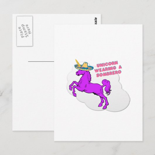 Een eenhoorn met een sombrero briefkaart (Voorkant / Achterkant)