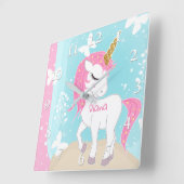 Een eenhoorn met vlinders. vierkante klok (Hoek)