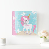 Een eenhoorn met vlinders. vierkante klok (Huis)