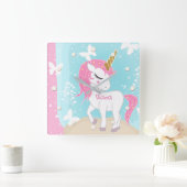 Een eenhoorn met vlinders. vierkante klok (Huis)