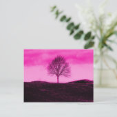 Een eenlijns Silhouette Hot Pink Landschap Briefkaart (Staand voorkant)