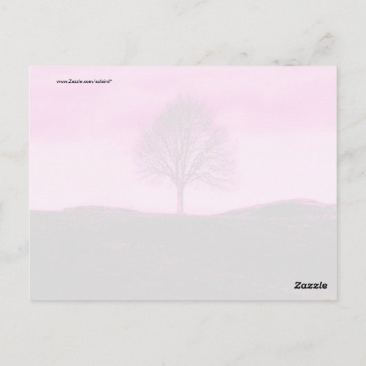 Een eenlijns Silhouette Hot Pink Landschap Briefkaart (Achterkant)
