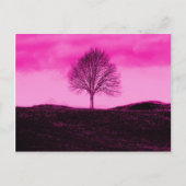 Een eenlijns Silhouette Hot Pink Landschap Briefkaart (Voorkant)