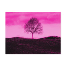 Een eenlijns Silhouette Hot Pink Landschap